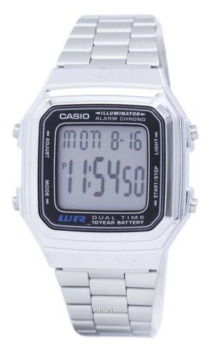 Casio Digital Stainless Steel Alarm Chrono Dual Time A178WA-1ADF A178WA-1A Mens Watch