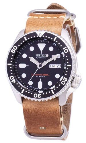 Seiko Automatic SKX007J1-LS18 Diver's 200M Japan Made Brown Leather Strap Men's Watch