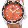 Seiko Automatic SKX011J1-LS17 Diver's 200M Japan Made Brown Leather Strap Men's Watch