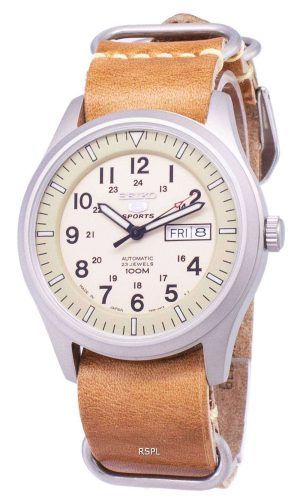 Seiko 5 Sports SNZG07J1-LS18 Military Japan Made Brown Leather Strap Men's Watch