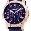 Fossil Grant Chronograph Blue Leather Strap FS4835 Men's Watch