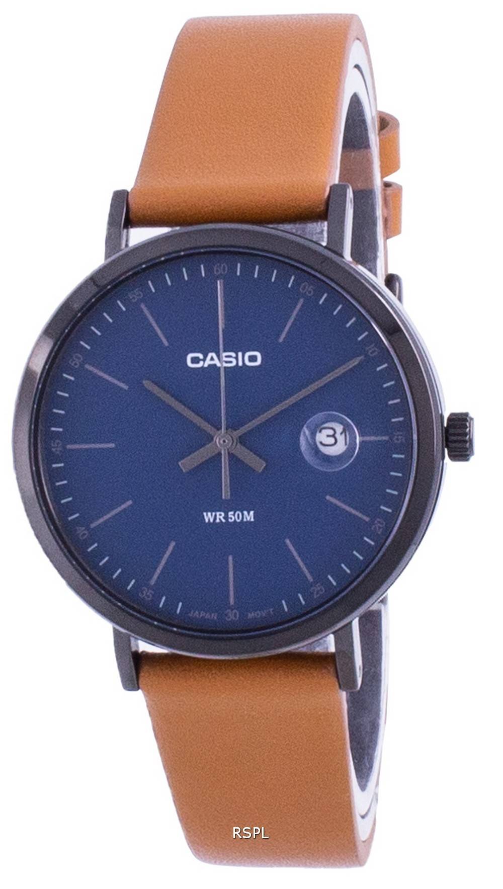 Casio blue online leather strap watch