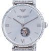 Emporio Armani Gianni T-Bar Open Heart Diamond Accents Automatic AR60022 Womens Watch