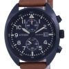 Citizen Chronograph Black Dial Leather Eco-Drive CA7045-14E 100M Mens Watch