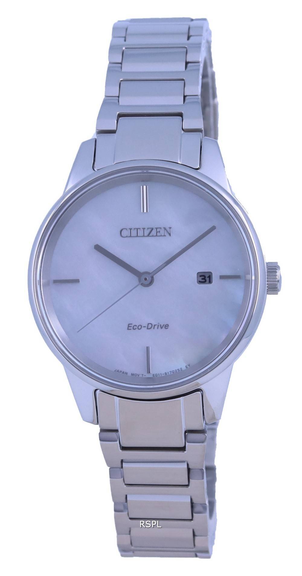 Citizen Mother Of Pearl Dial Stainless Steel Eco-Drive EW2590-85D Womens Watch