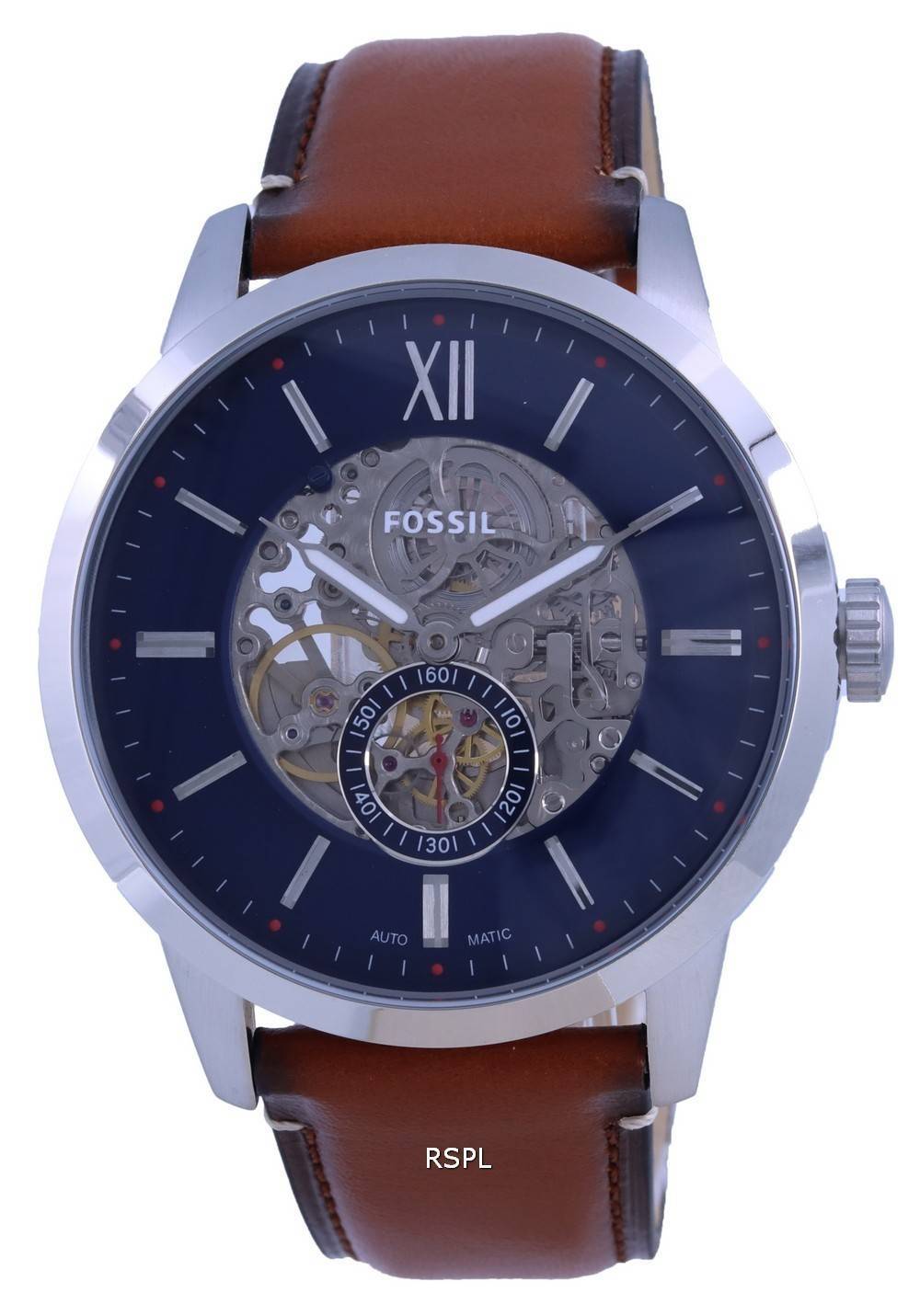 Fossil Townsman Skeleton Dial Leather Automatic ME3154 Mens Watch