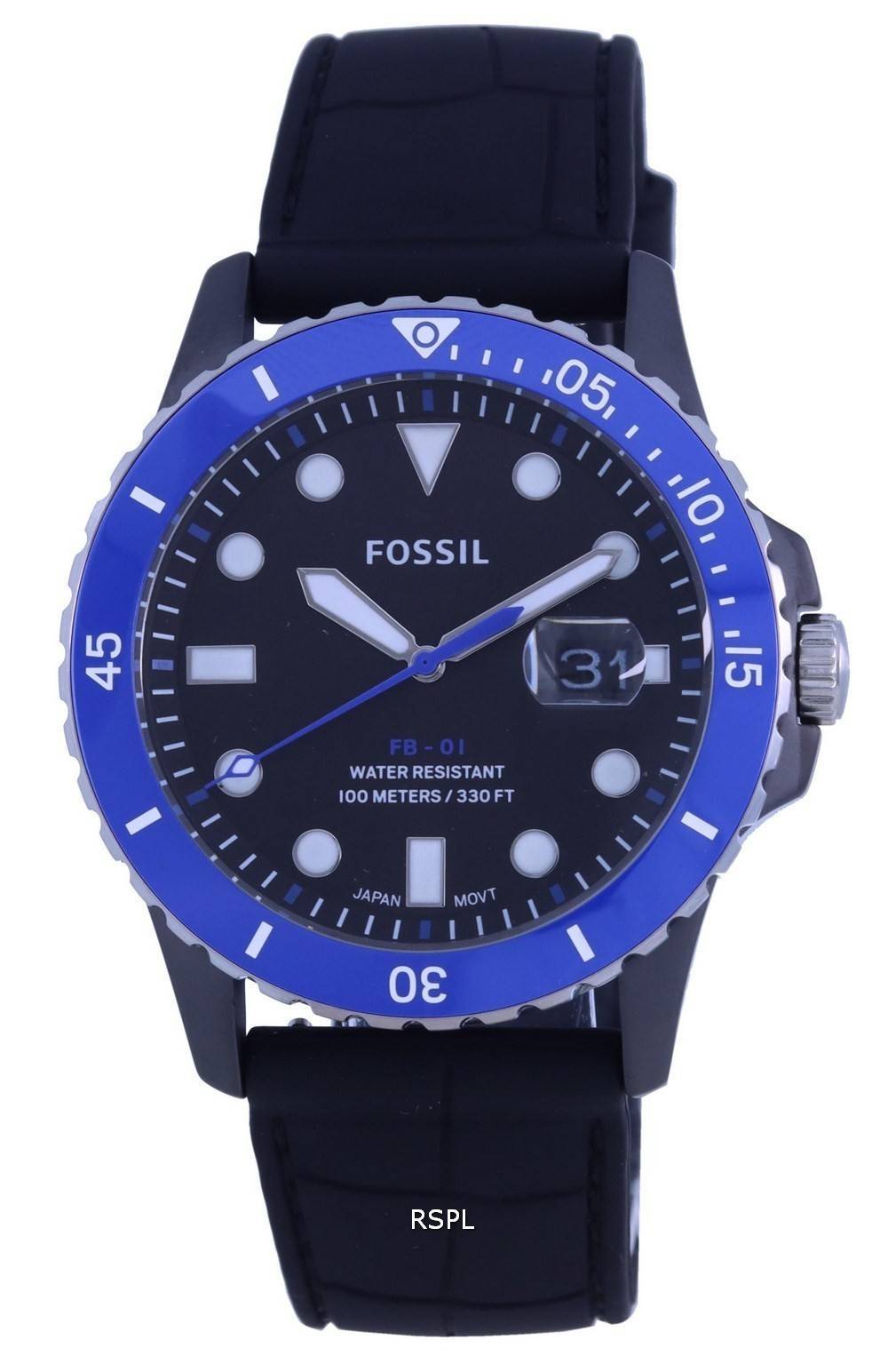 Fossil JFB-01 Black Dial Silicon Strap Quartz CE5023 100M Mens Watch
