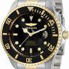 Invicta Pro Diver Black Dial Two Tone Stainless Automatic 34041 200M Mens Watch