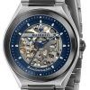 Maserati Triconic Skeleton Blue Dial Stainless Steel Quartz R8823139001 100M Mens Watch
