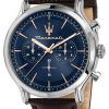 Maserati Epoca Chronograph Blue Dial Leather Strap Quartz R8871618014 100M Mens Watch