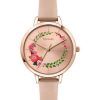 Oui & Me Fleurette Rose Gold Sunray Dial Leather Strap Quartz ME010038 Women's Watch