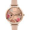 Oui & Me Grande Fleurette Rose Gold Sunray Dial Leather Strap Quartz ME010108 Women's Watch