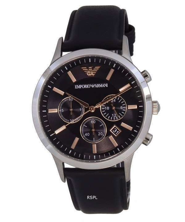 Emporio Armani Chronograph Leather Black Dial Quartz AR11431 Mens Watch 1 Emporio Armani Chronograph Leather Black Dial Quartz AR11431 Mens Watch