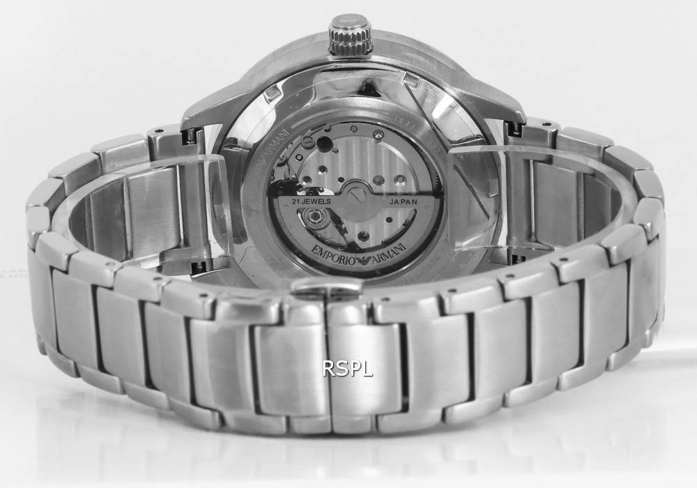 Emporio Armani Stainless Steel Blue Open Heart Dial Automatic AR60052 Mens Watch 4 Emporio Armani Stainless Steel Blue Open Heart Dial Automatic AR60052 Mens Watch