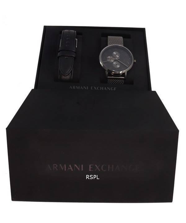 Armani Exchange Multifunction Gunmetal-Tone Stainless Steel Mesh Quartz AX7129SET Mens Watch 2 Armani Exchange Multifunction Gunmetal-Tone Stainless Steel Mesh Quartz AX7129SET Mens Watch