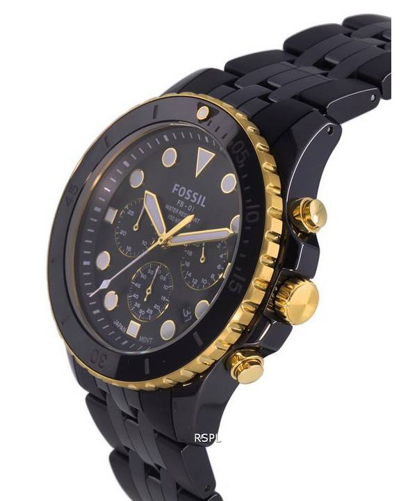 Fossil FB-01 Chronograph Black Ceramic Quartz CE5024 100M Mens Watch 3 Fossil FB-01 Chronograph Black Ceramic Quartz CE5024 100M Mens Watch