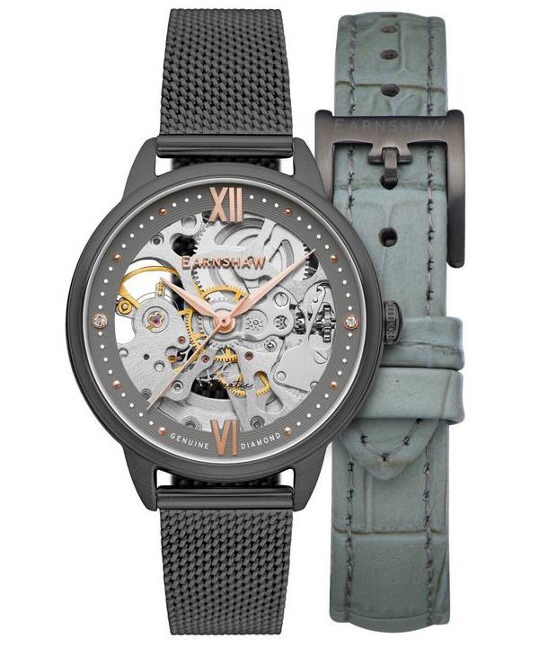 Thomas Earnshaw Anning Diamond Accents Skeleton Dial Automatic ES-8154-07 Womens Watch With Strap Set 1 Thomas Earnshaw Anning Diamond Accents Skeleton Dial Automatic ES-8154-07 Womens Watch With Strap Set