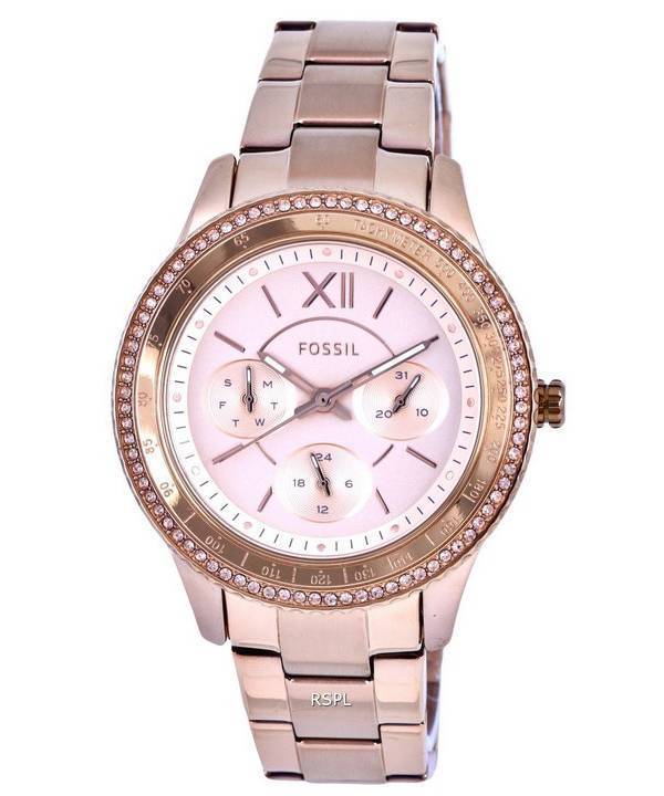 Fossil Stella Sport Tachymeter Crystal Accents Rose Gold Tone Dial Quartz ES5106 Womens Watch 1 Fossil Stella Sport Tachymeter Crystal Accents Rose Gold Tone Dial Quartz ES5106 Womens Watch