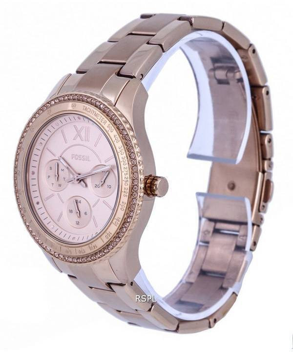 Fossil Stella Sport Tachymeter Crystal Accents Rose Gold Tone Dial Quartz ES5106 Womens Watch 3 Fossil Stella Sport Tachymeter Crystal Accents Rose Gold Tone Dial Quartz ES5106 Womens Watch