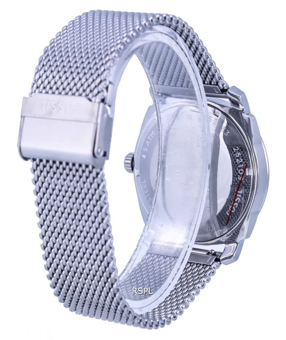 Fossil Machine Stainless Steel Mesh Black Dial Quartz FS5883 Mens Watch 4 Fossil Machine Stainless Steel Mesh Black Dial Quartz FS5883 Mens Watch