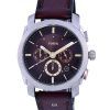 Fossil Machine Chronograph Burgundy Leather Red Dial Quartz FS5884 Mens Watch