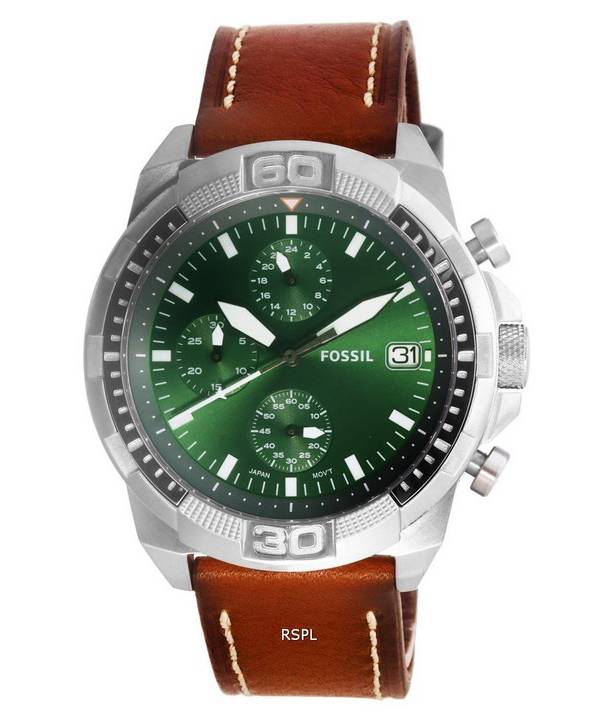 Fossil Bronson Chronograph Brown Leather Green Dial Quartz FS5898