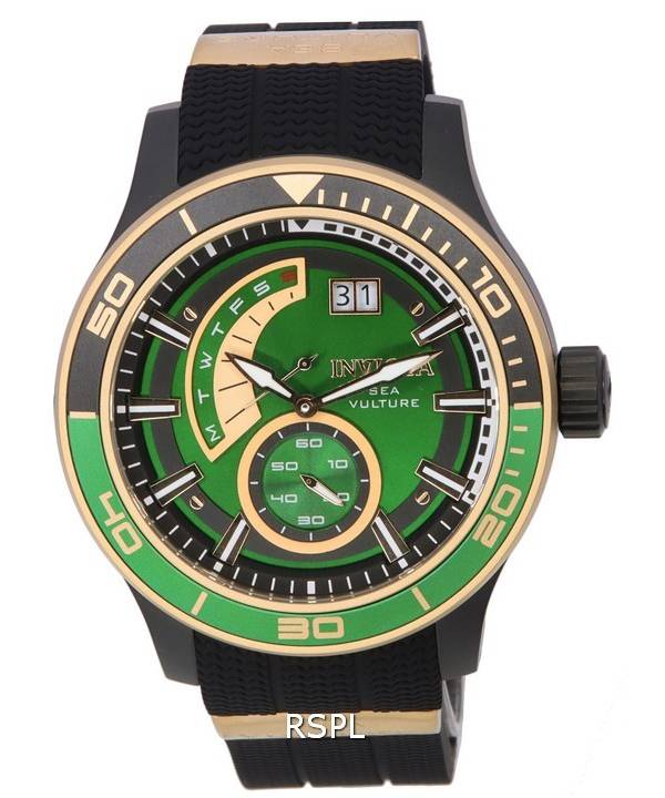 Invicta Sea Vulture Black Silicone Green Dial Quartz 37244 100M Mens Watch 1 Invicta Sea Vulture Black Silicone Green Dial Quartz 37244 100M Mens Watch