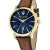 Maserati Epoca Blue Sunray Dial Leather Quartz R8851118014 100M Mens Watch