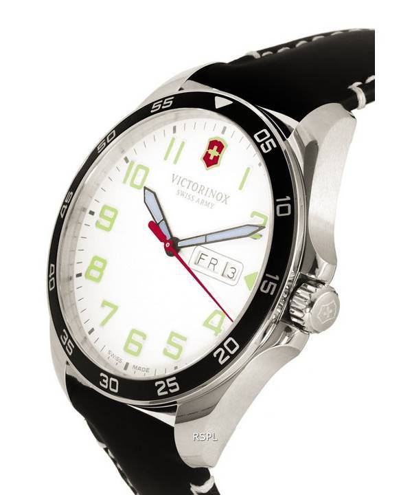 Victorinox Fieldforce Leather White Dial Quartz 241847 100M Mens Watch