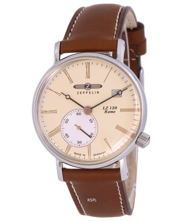 Zeppelin LZ120 Rome Leather Strap Ivory Dial Quartz 7135-5 71355 Mens Watch 1 Zeppelin LZ120 Rome Leather Strap Ivory Dial Quartz 7135-5 71355 Mens Watch