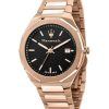 Maserati Stile Rose Gold Stainless Steel Black Dial Quartz R8873642007 100M Men's Watch