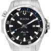 Bulova Marine Star Stainless Steel Bracelet Black Sunray Dial Quartz 96B382 100M Men's Watch