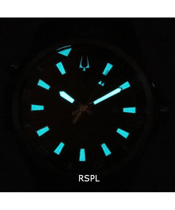 Bulova Marine Star Stainless Steel Bracelet Black Sunray Dial Quartz 96B382 100M Men's Watch