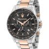 Maserati Stile Chronograph Two Tone Stainless Steel Black Dial Quartz R8873640021 100M Men's Watch