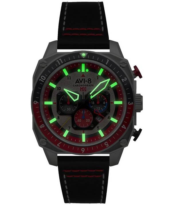 AVI-8 Hawker Hunter Atlas Dual Time Chronograph Hazard Red Quartz AV-4100-03 Men's Watch 2 AVI-8 Hawker Hunter Atlas Dual Time Chronograph Hazard Red Quartz AV-4100-03 Men's Watch