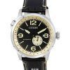 Citizen Leather Strap Black Dial Automatic NJ0140-17E 100M Mens Watch