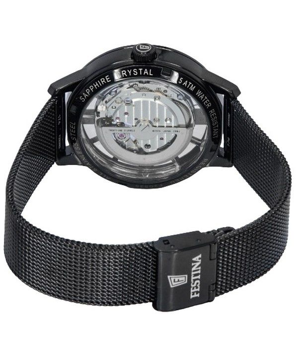 Festina Stainless Steel Skeleton Silver Dial Automatic 20535-1 Women's Watch