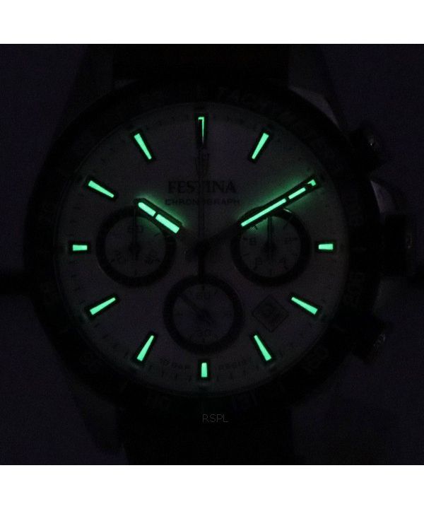 Festina Timeless Chronograph Leather Strap White Dial 20561-1 100M Men's Watch 2 Festina Timeless Chronograph Leather Strap White Dial 20561-1 100M Men's Watch