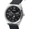 Casio Standard Analog Moon Phase Black Dial Leather Strap Quartz MTP-M300L-1A MTPM300L-1 Men's Watch