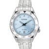 Citizen Carson Eco-Drive Carson Diamond Accents Stainless Steel Light Blue Dial FE6161-54L 100M Women's Watch