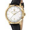 Maserati Epoca Leather Strap Silver Dial Quartz R8851118015 100M Mens Watch