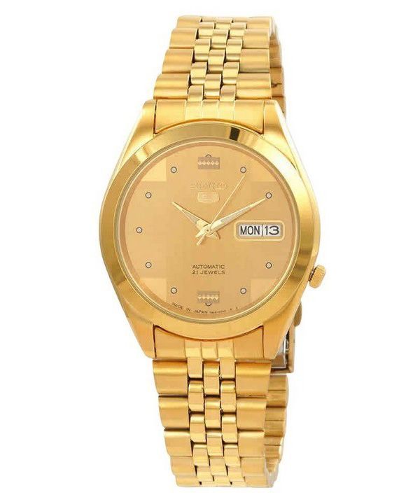 Seiko 5 Gold Tone Jubilee Bracelet Gold Dial 21 Jewels Automatic SNKC12J1 Mens Watch Citywatches .za