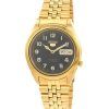 Seiko 5 Gold Tone Jubilee Bracelet Black Dial 21 Jewels Automatic SNKC20J1 Mens Watch