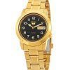 Seiko 5 Gold Tone Stainless Steel Black Dial 21 Jewels Automatic SNKK40J1 Mens Watch