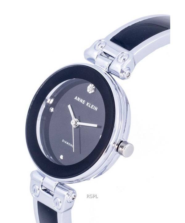 Anne Klein Diamond Accents Black Dial Quartz 1981BKSV Women's Watch 2 Anne Klein Diamond Accents Black Dial Quartz 1981BKSV Women's Watch