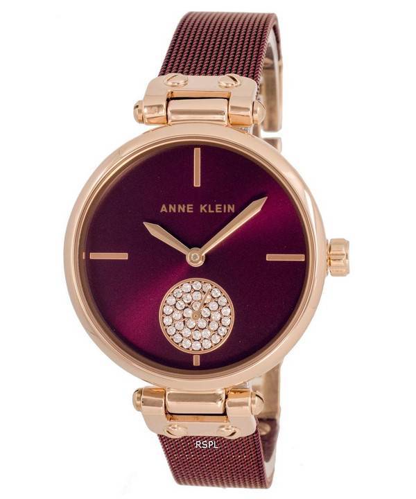 Anne Klein Crystal Accents Burgundy Dial Quartz 3000RGBY Women's Watch 1 Anne Klein Crystal Accents Burgundy Dial Quartz 3000RGBY Women's Watch