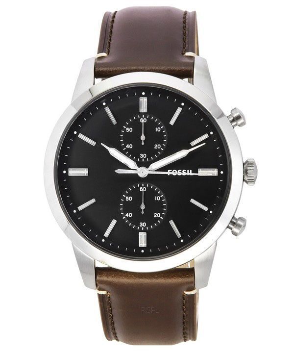 Fossil Townsman Chronograph Brown LiteHide Leather Strap Black