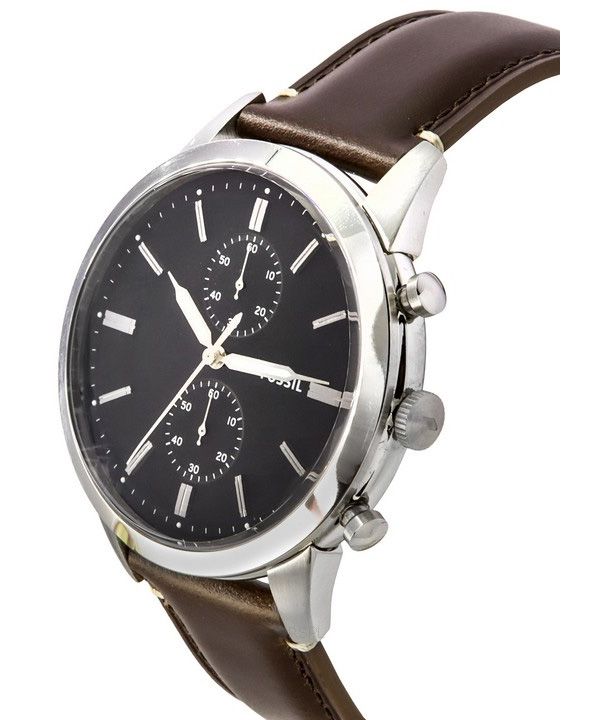Fossil Townsman Chronograph Brown LiteHide Leather Strap Black