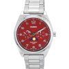 Casio Standard Analog Stainless Steel Moon Phase Red Dial Quartz MTP-M300D-4A MTPM300D-4 Mens Watch