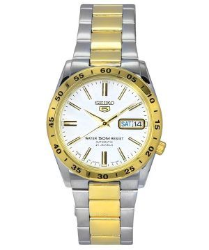 Seiko 5 Two Tone Stainless Steel White Dial 21 Jewels Automatic SNKE04J1 Unisex Watch